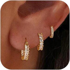 Gold/Silver Hoop Earrings for Women Trendy,14K Real Gold Plated Cute